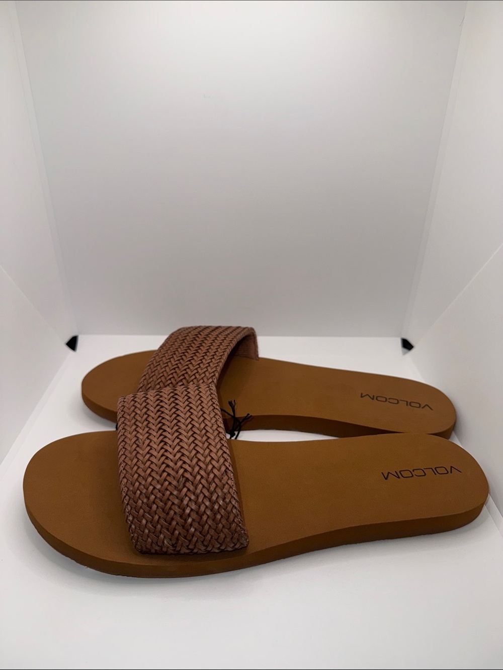 Volcom Braided Comfort Foam Slides Sandals Women’s 10 Boho Brown